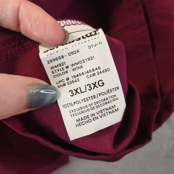 Scrubstar Womens Scrub Top 3XL Wine Short Sleeve Pocket Stretch Medical Apparel - Picture 9 of 11